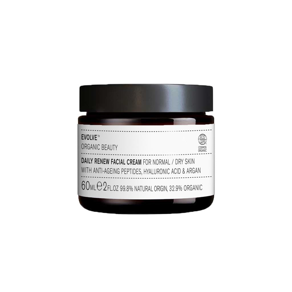 evolve organic skincare daily renew organic peptide face cream